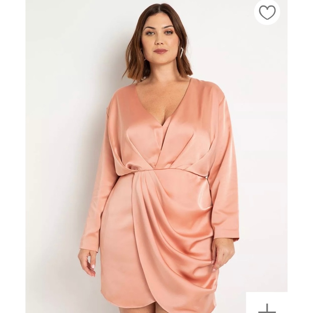 ELOQUII Satin Draped Mini Dress